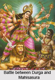 Battle between Durga and Mahisasura